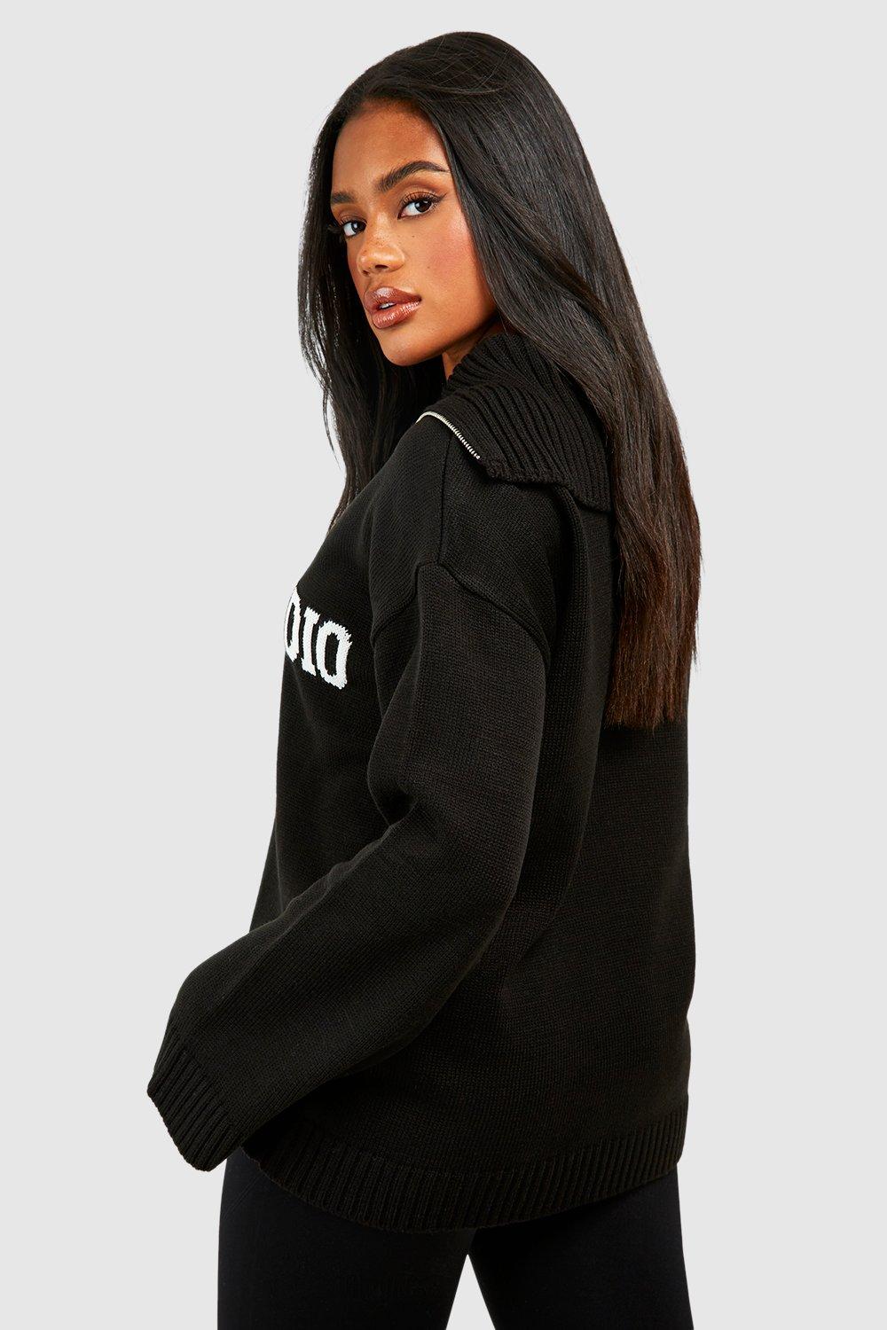 Dsgn Studio Oversized Zip Neck Jumper | boohoo