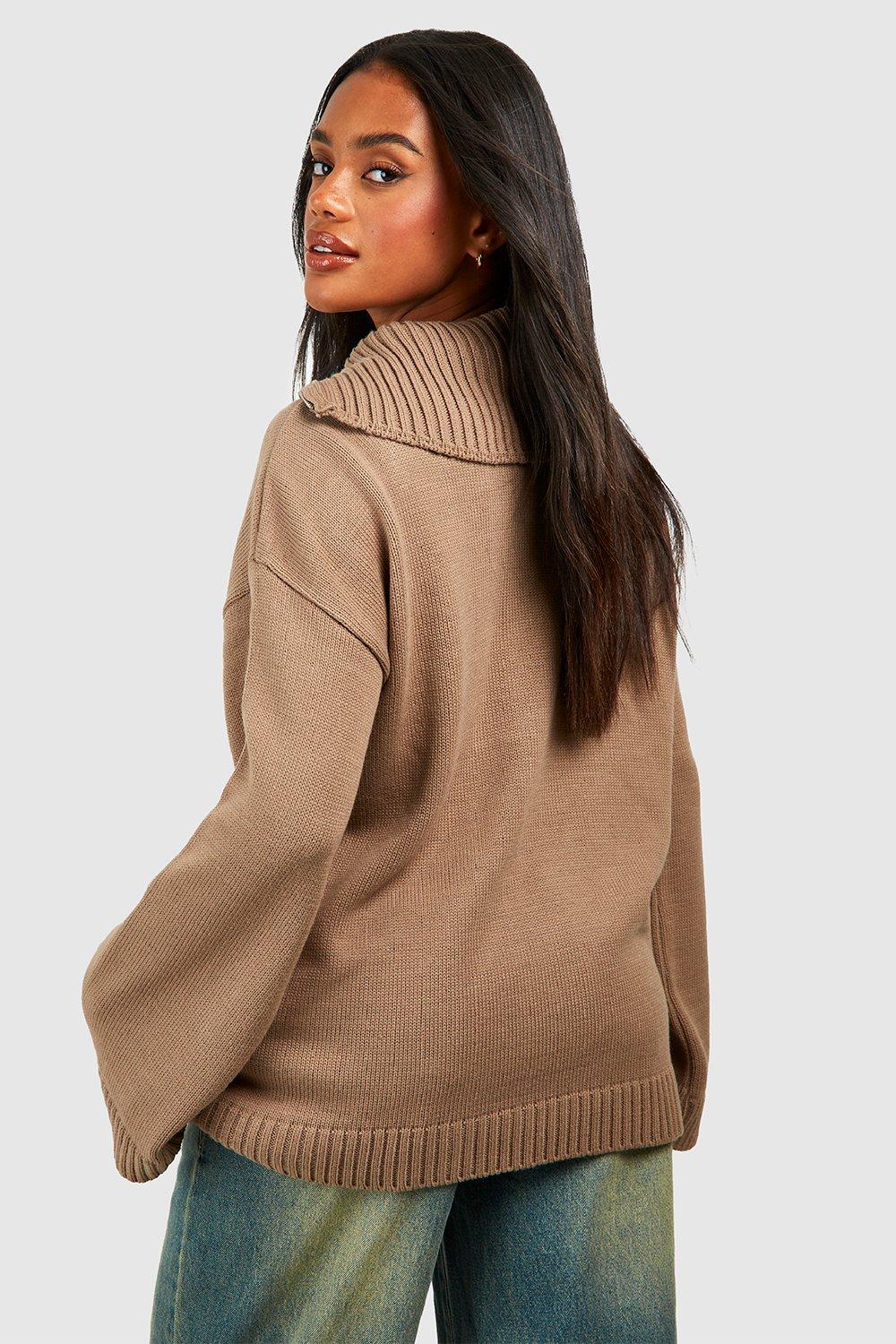 Tan roll neck jumper womens sale