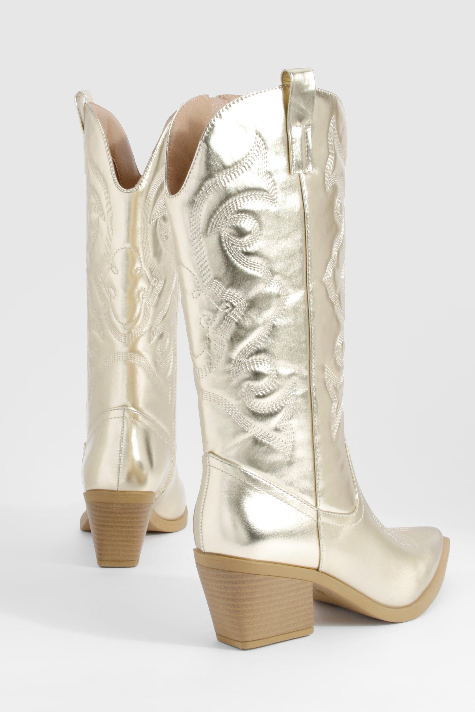 White and gold cowboy boots cheap