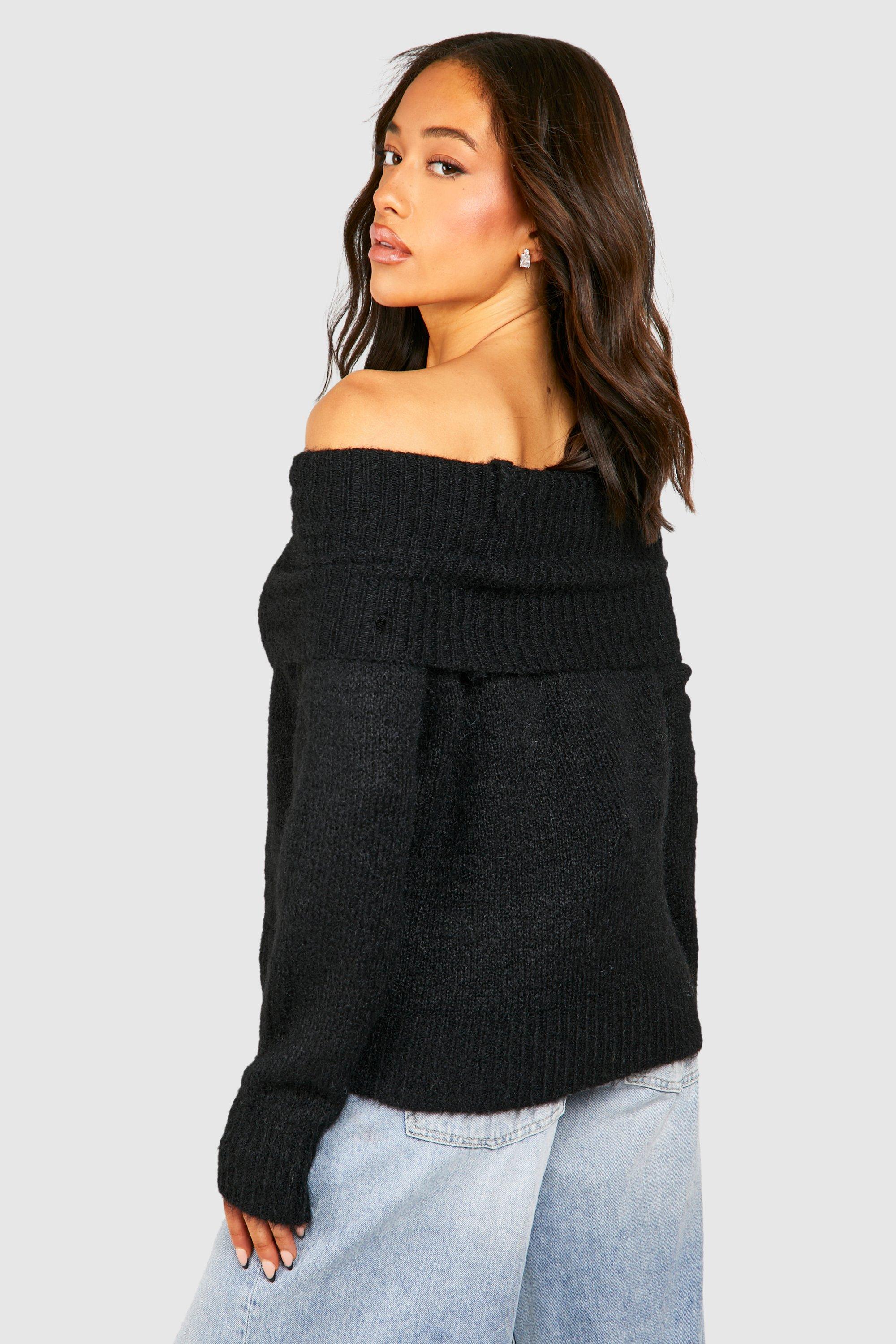 Black oversized off the shoulder outlet sweater