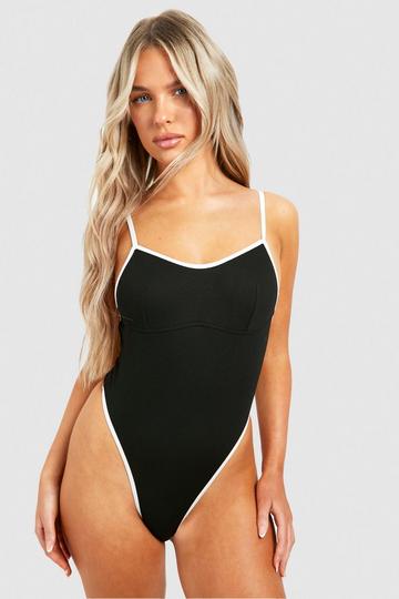 Black Contrast Seam Bodysuit