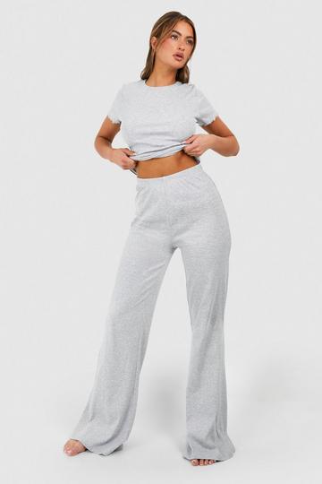 Premium Rib Flare Lounge Pants grey marl