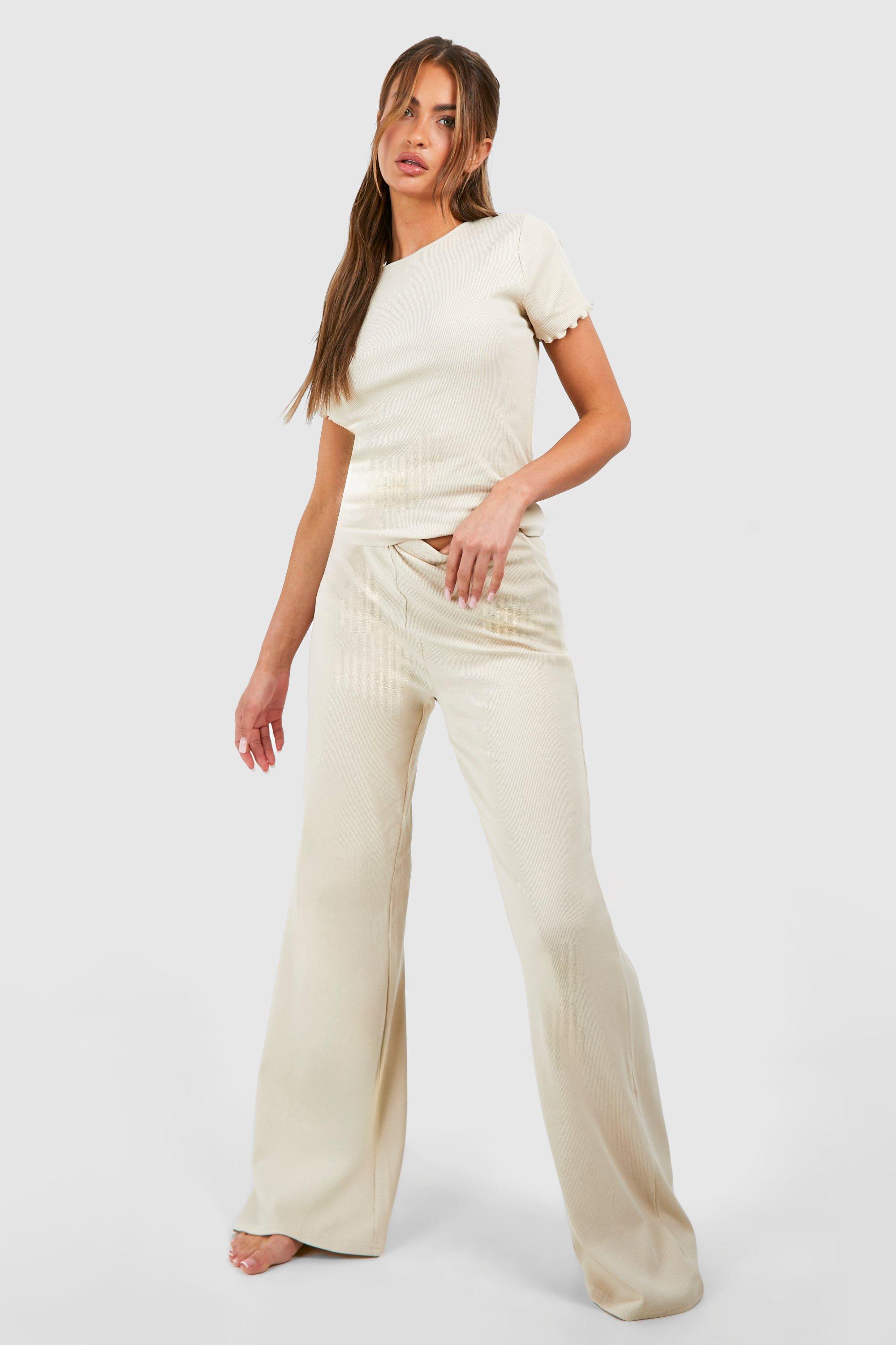 Oatmeal Rib Flare Lounge Trouser