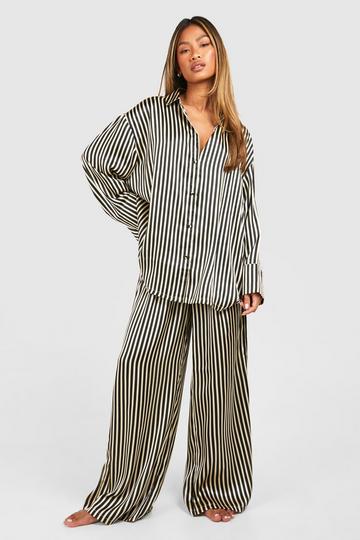 Stripe Oversized Pajama Set black