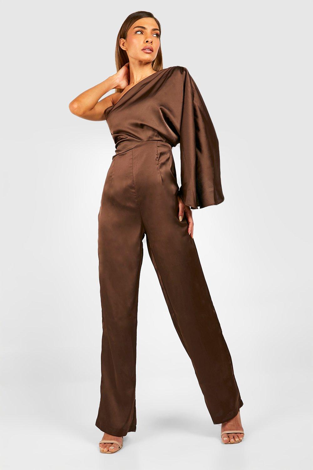 Long sleeve outlet satin jumpsuit