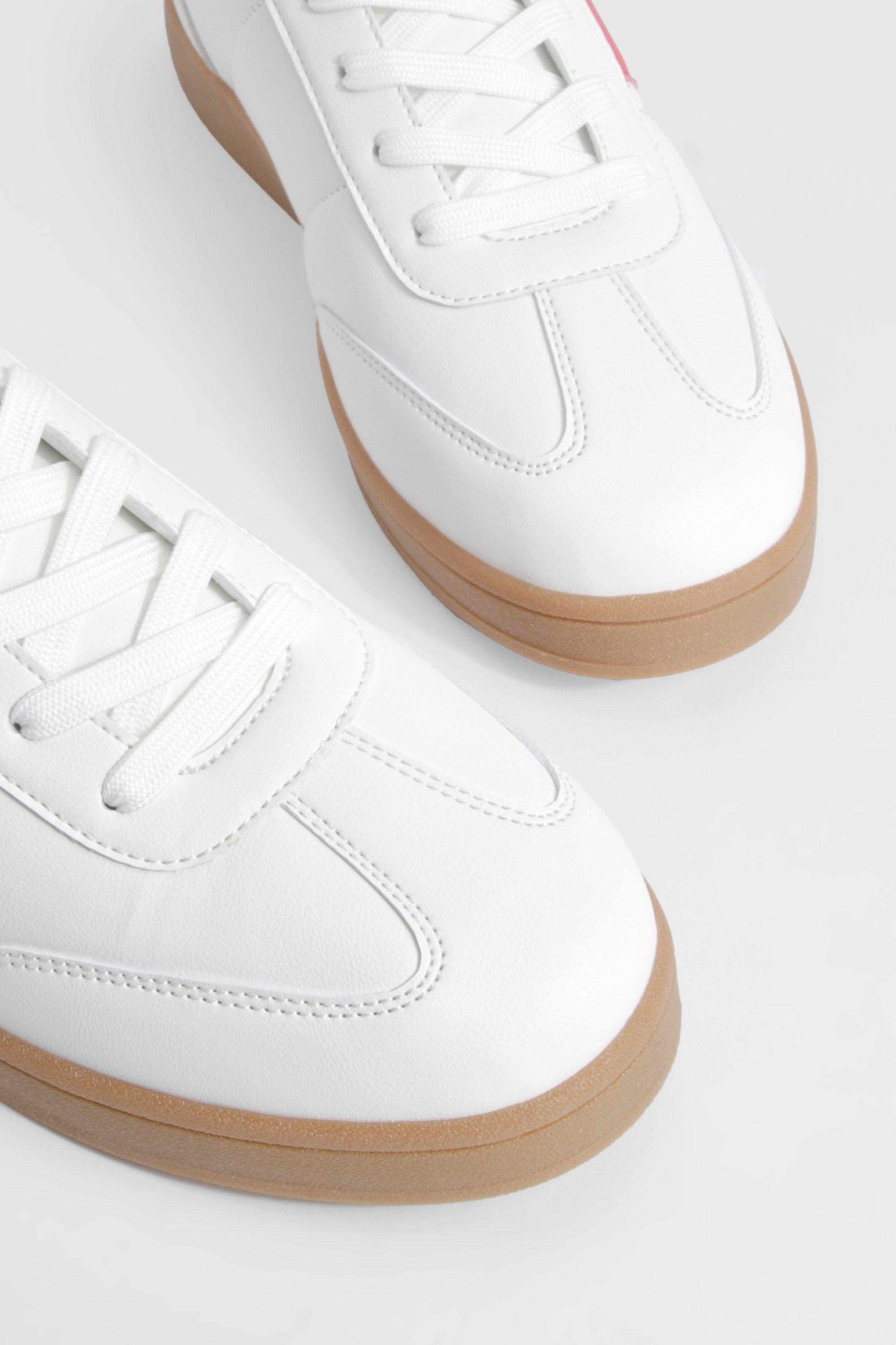 White and gum trainers sales