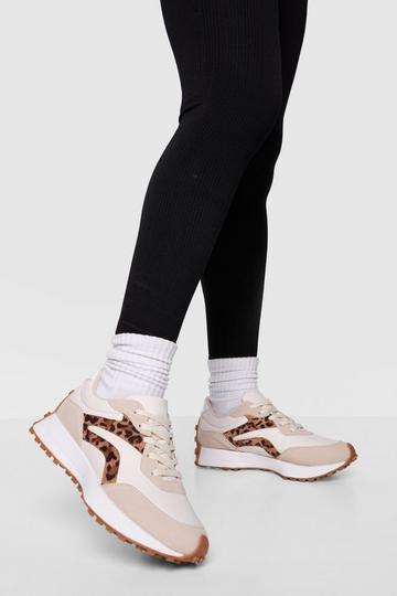 Stone Beige Contrast Panel Chunky Runner Trainers