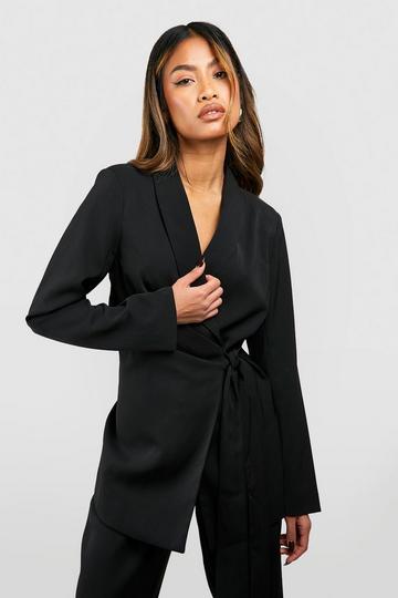 Drape Front Tie Side Blazer black