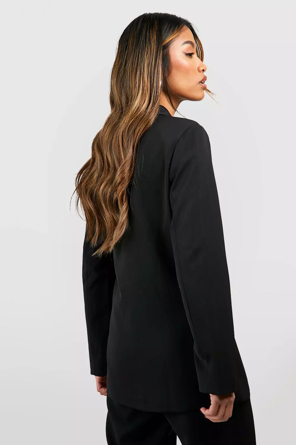 Black Drape Front Tie Side Blazer alternative image