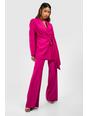 Magenta Fluid Flared Trousers