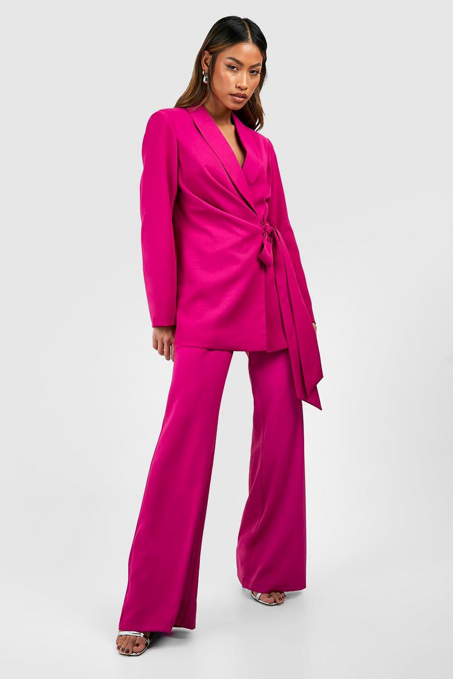 Magenta Fluid Flared Trousers