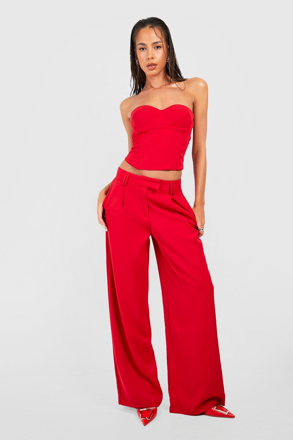 Red best sale tailored pants