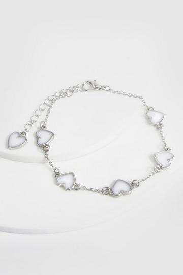 Enamel Scattered Silver Heart Bracelet silver