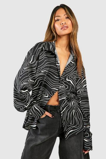 Abstract Printed Oversized Shirt black