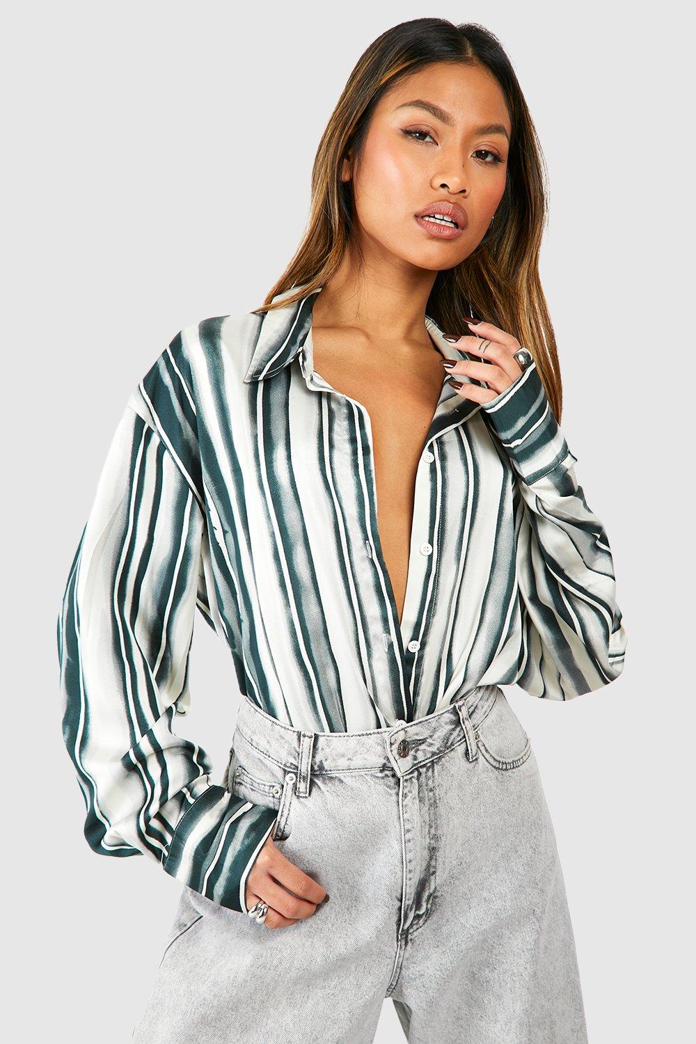 Satin Blurred Stripe Shirt