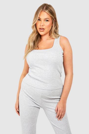 Plus Rib Lounge Tank Top grey marl