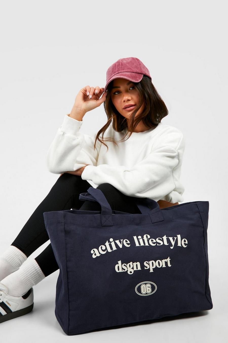 Blue Active Lifestyle Oversized Canvas SATCHEL Tote Bag image number 1