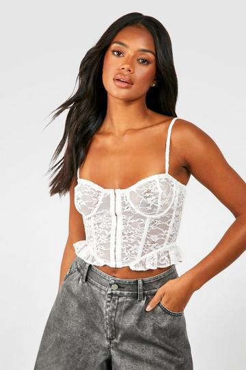Lace Hook And Eye Corset white