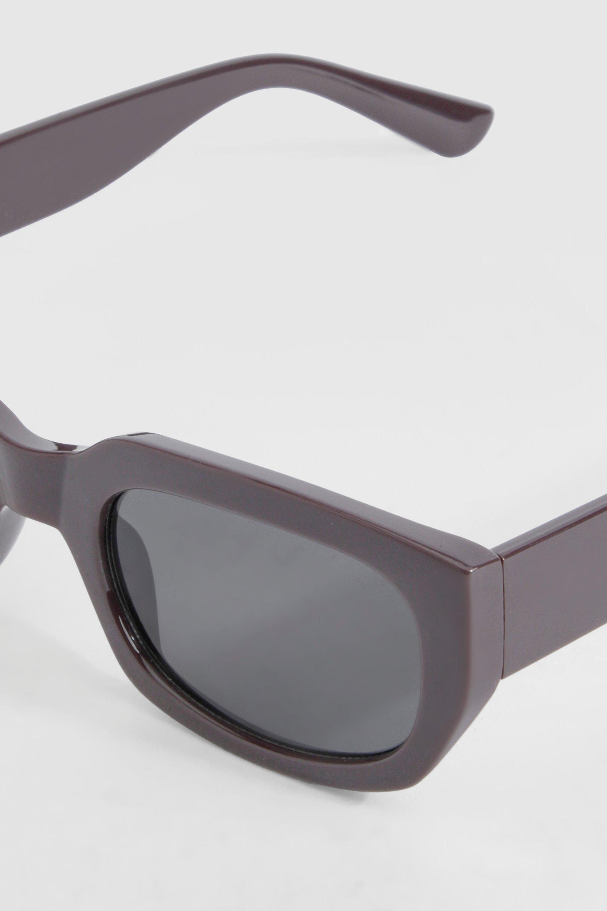 Brown Rectangular Frame Sunglasses