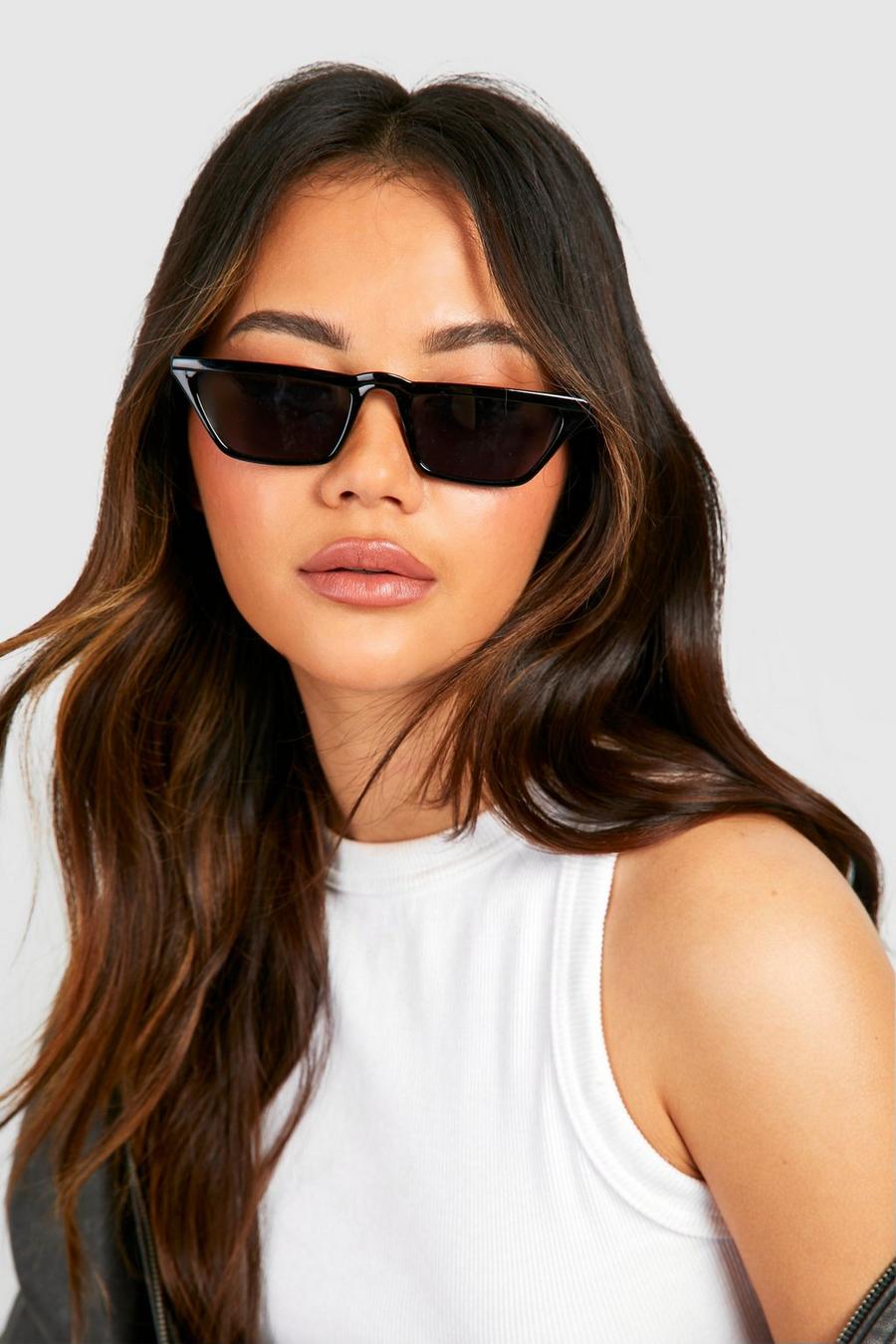 Gafas de sol rectangulares con lentes tintadas, Black