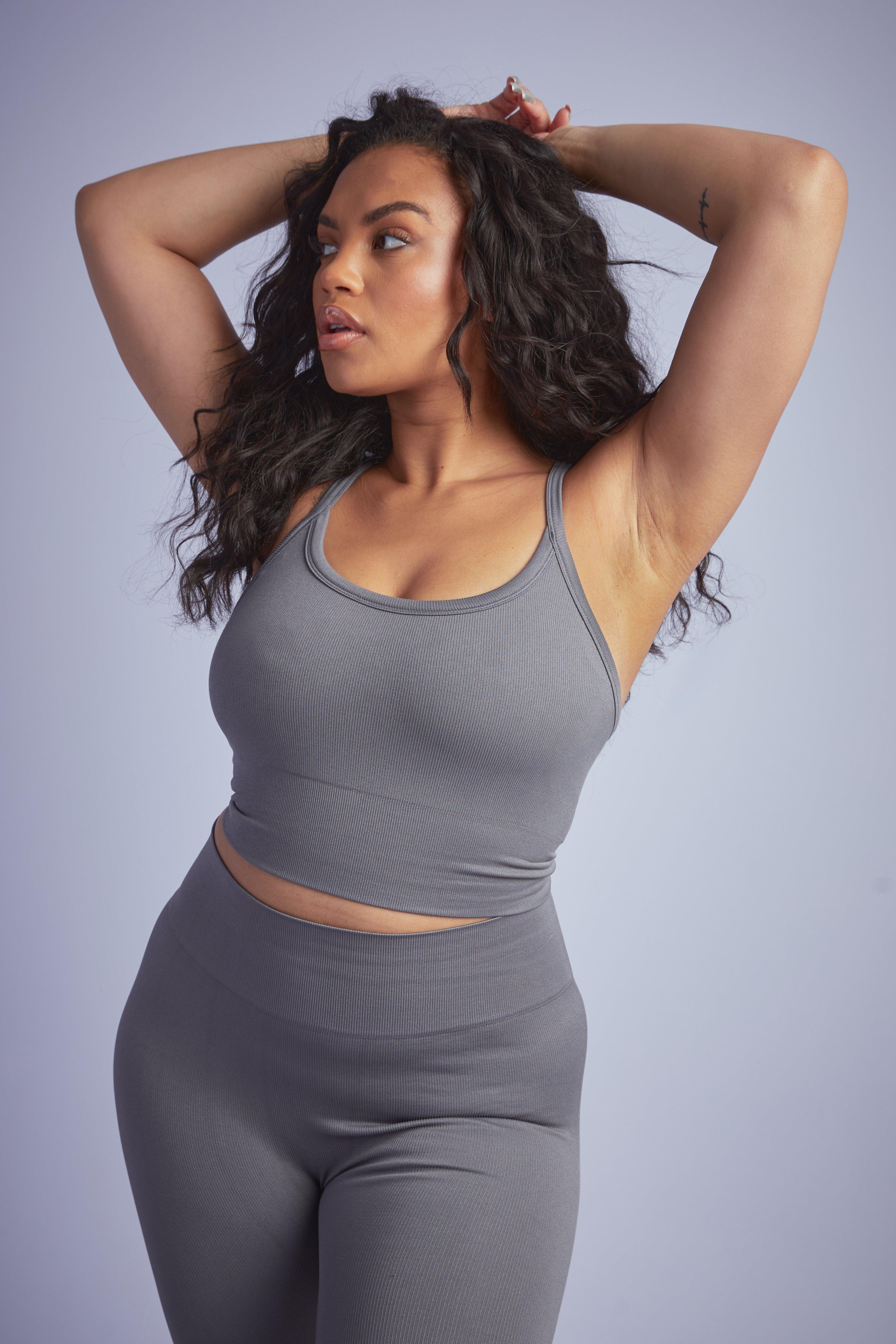 Plus Charcoal Seamless Longline Sports Bra Top