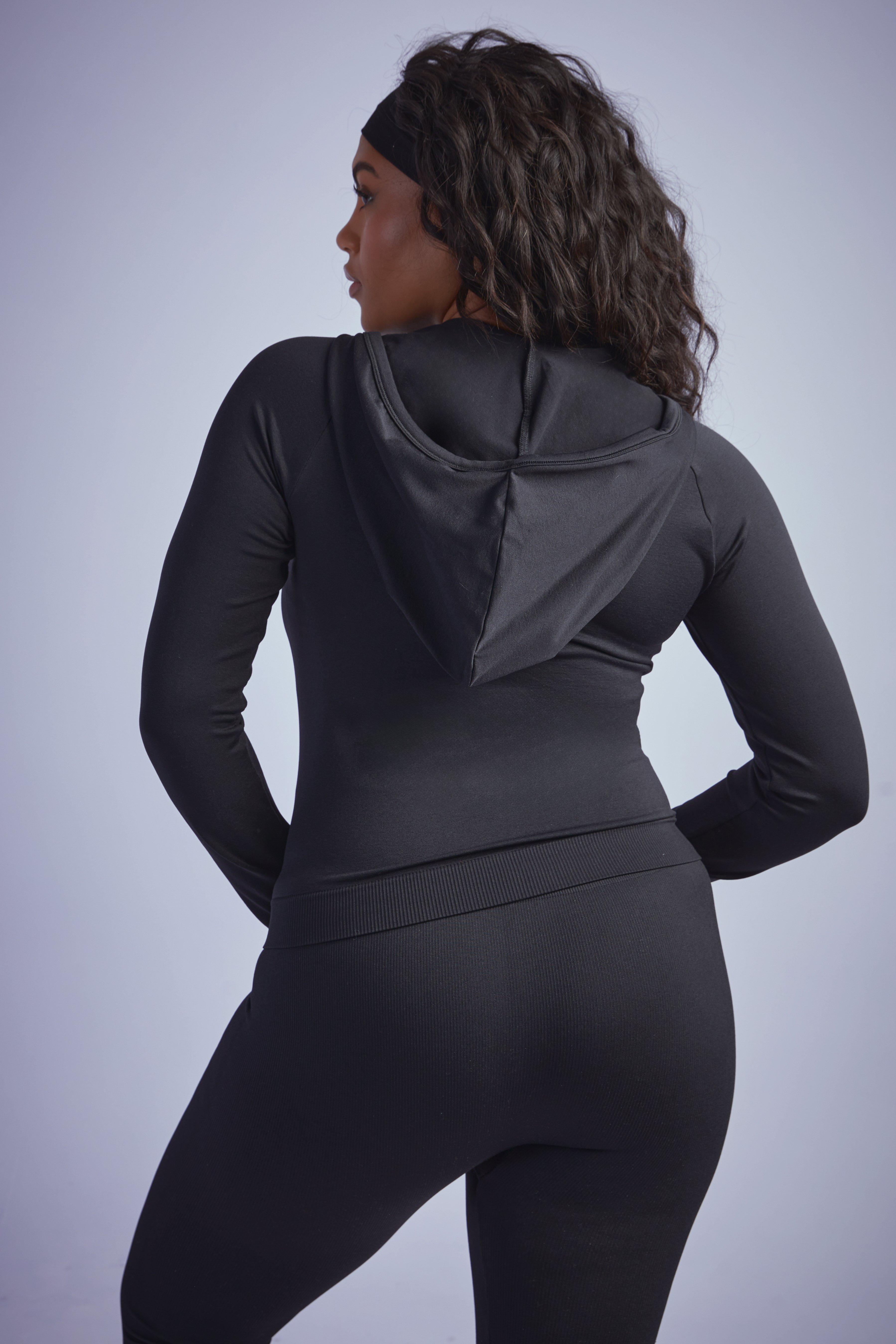 Plus Seamless Zip Up Hooded Sports Top