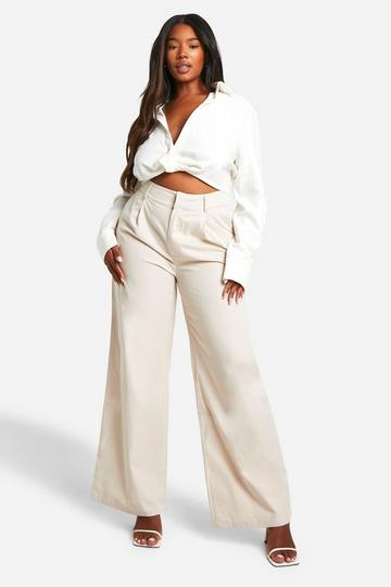 Ecru White Plus Extreme Wide Leg Wide Leg Trouser