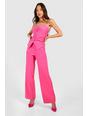 Pink Pleat Front Straight Leg Tailored Trousers 