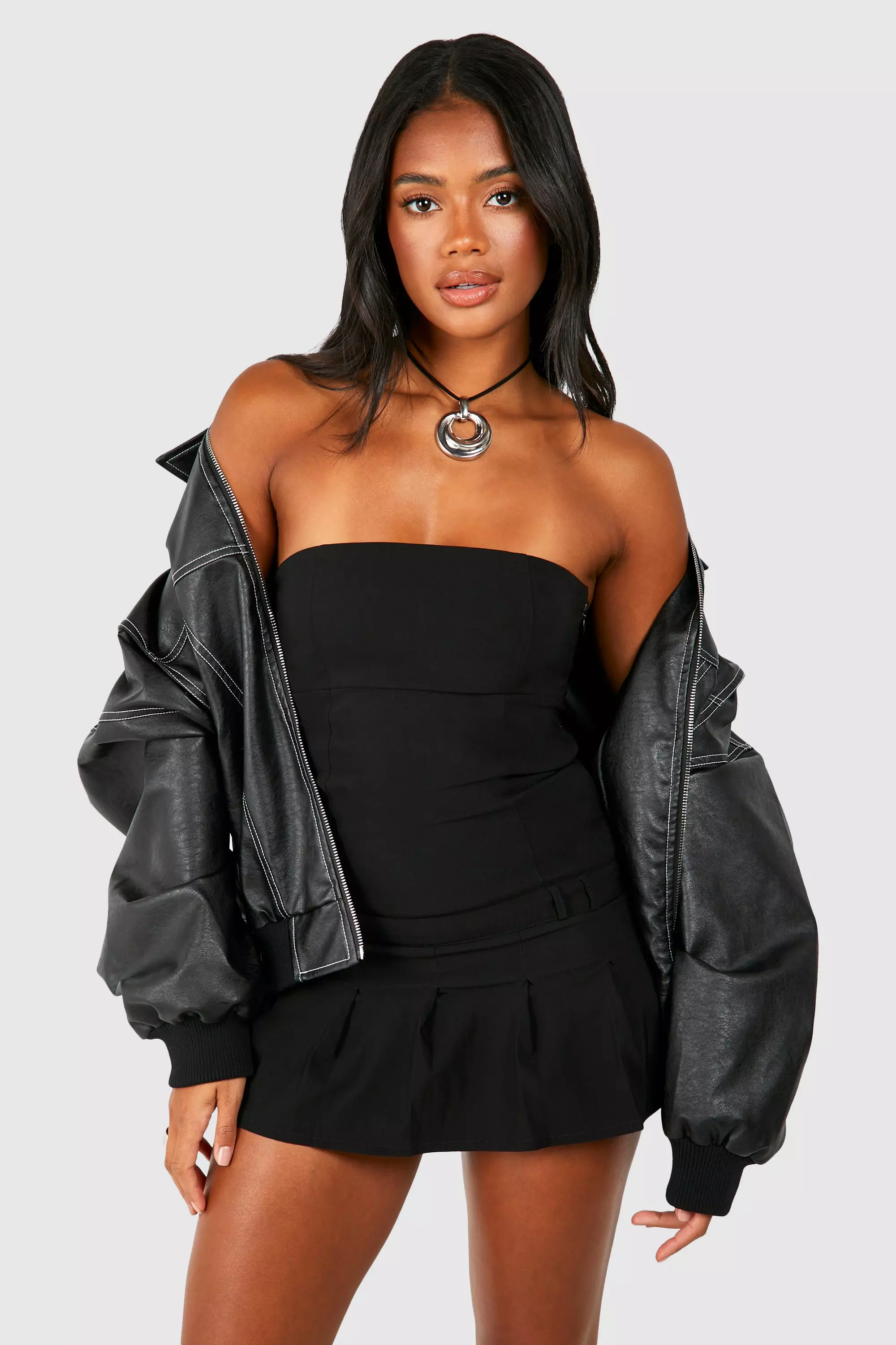 Black Bandeau Tailored Tennis Playsuit alternative image