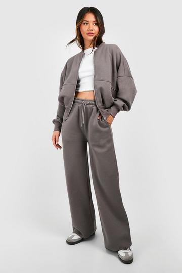 Zip Through Bomber Straight Leg Tracksuit charcoal