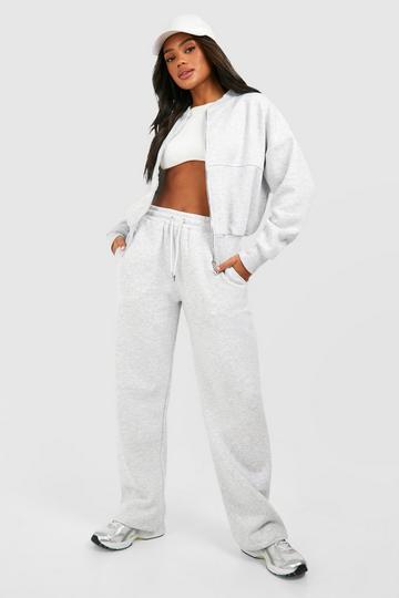 Zip Through Bomber Straight Leg Tracksuit ash grey
