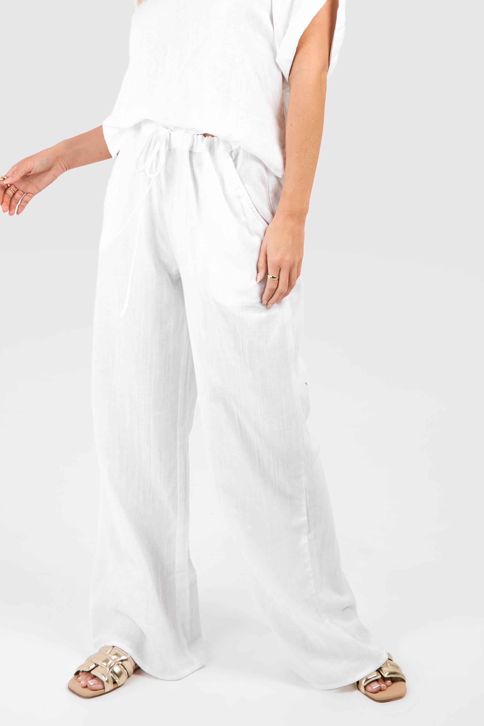 Women's linen drawstring beach on sale pants