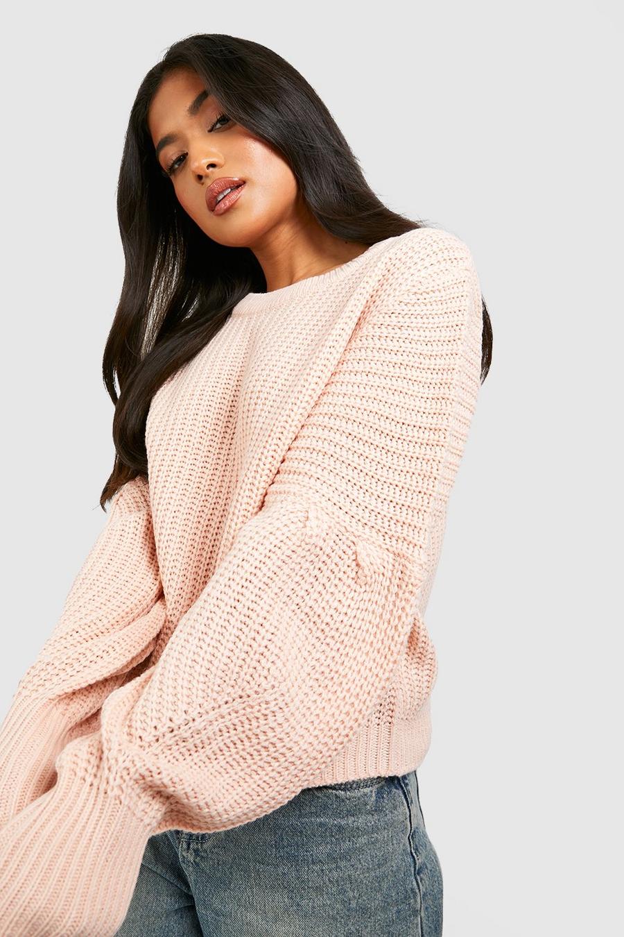 Petite Pullover mit Volumenärmeln, Dusty pink