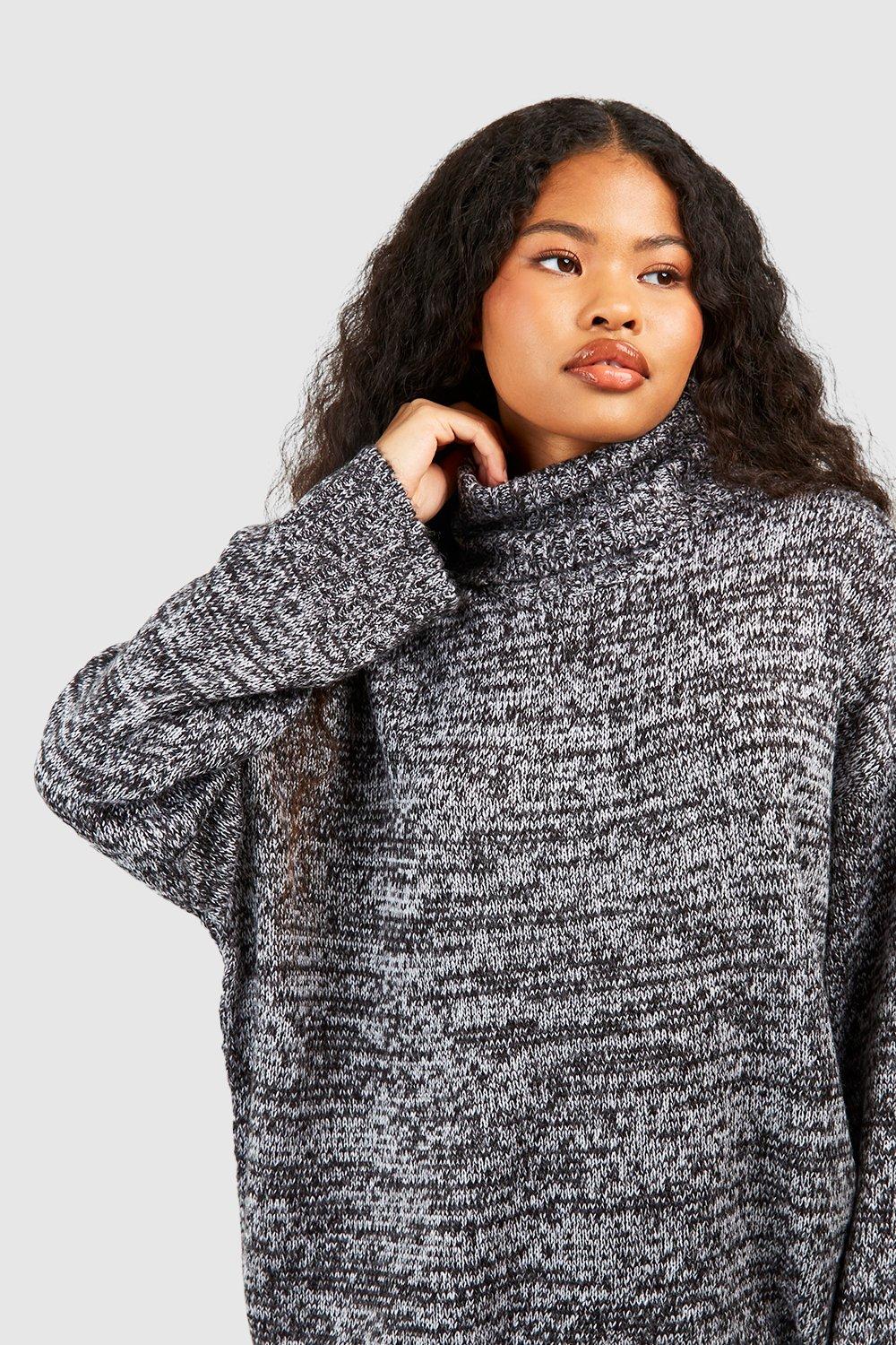 Petite Chunky High Neck Marl Sweater