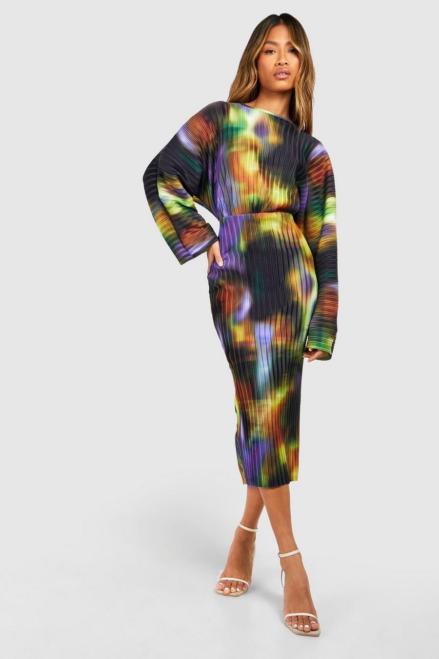 Abstract Plisse Midi Dress image number 1