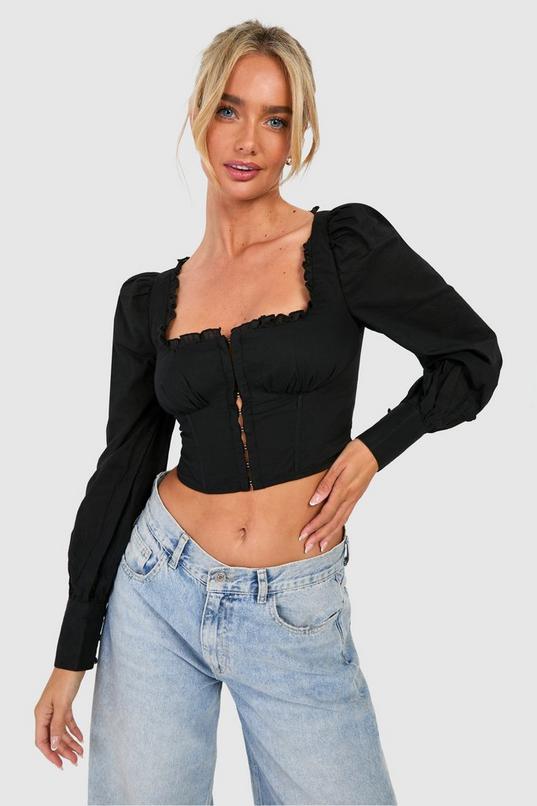 boohoo Frill Detail Hook And Eye Corset Sale
