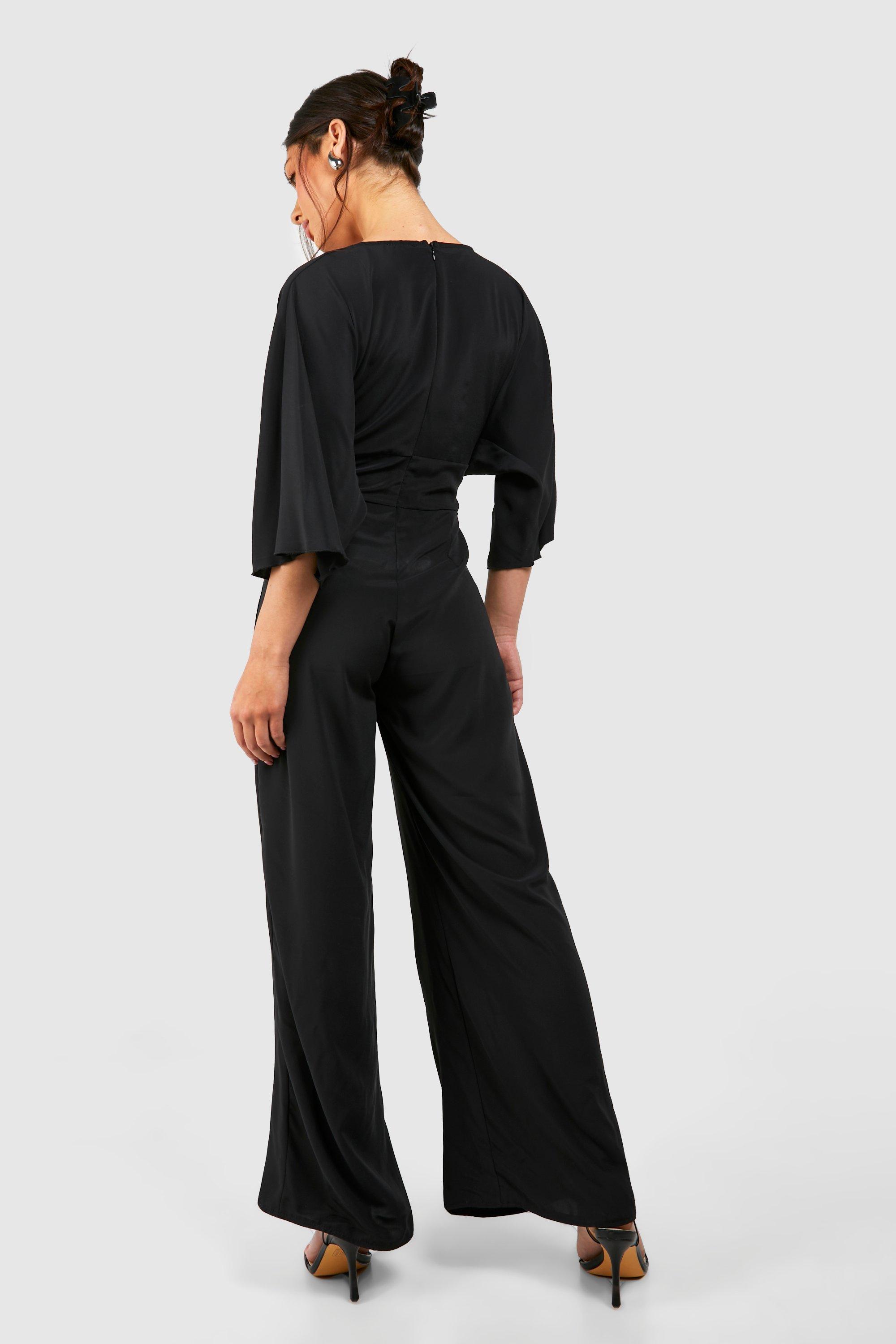 Black jumpsuit with hood deals