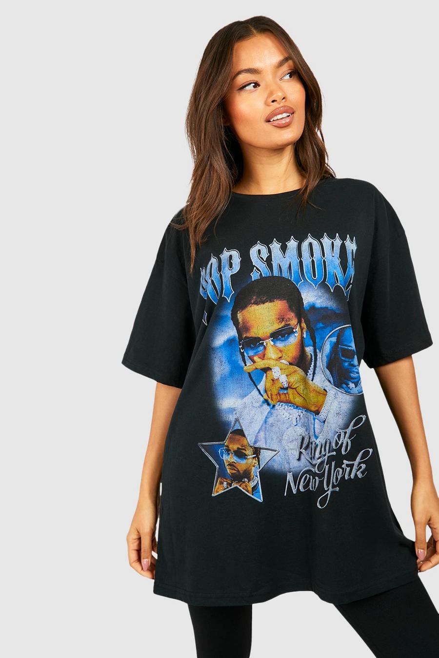 Black Oversized Pop Smoke License T-shirt  image number 1