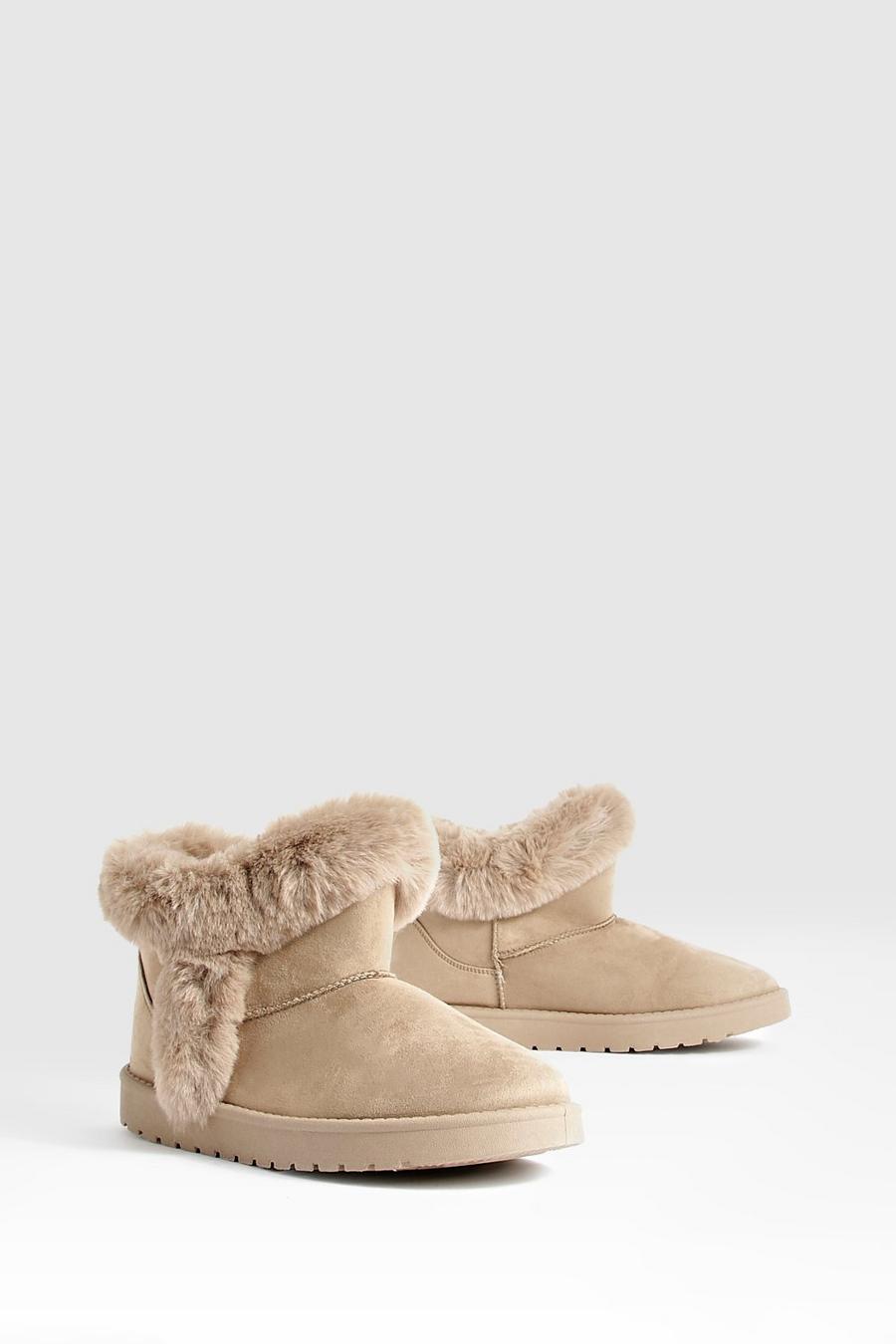 Buy Tan Brown Cosy Faux Fur Lined Slipper Boots from the Next UK