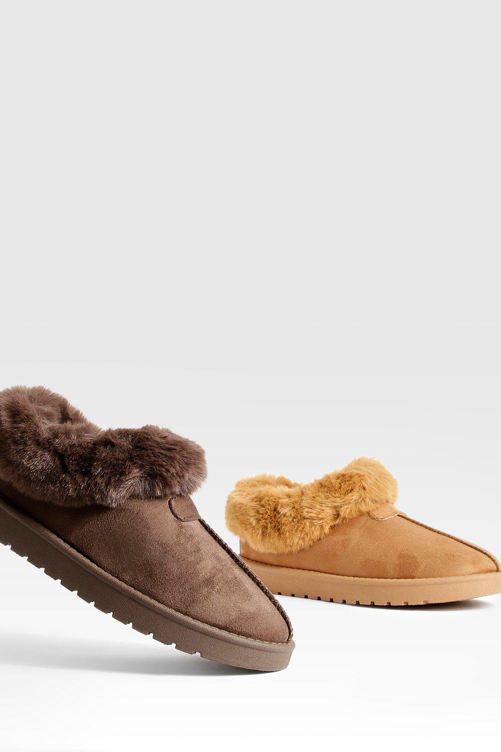 Fur trimmed mules hot sale