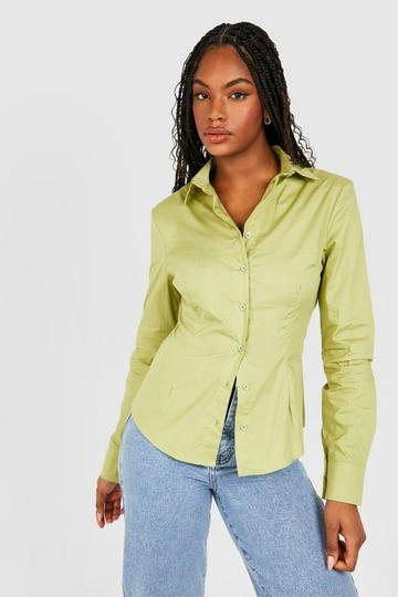 Tall Woven Cinched Waist Shirt light khaki