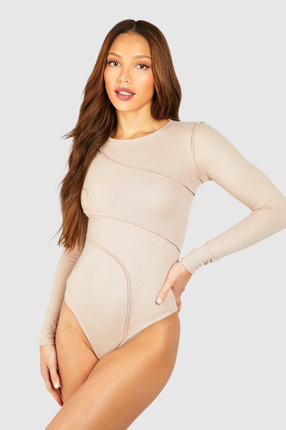 Tall Seam Detail Rib Long Sleeve Bodysuit