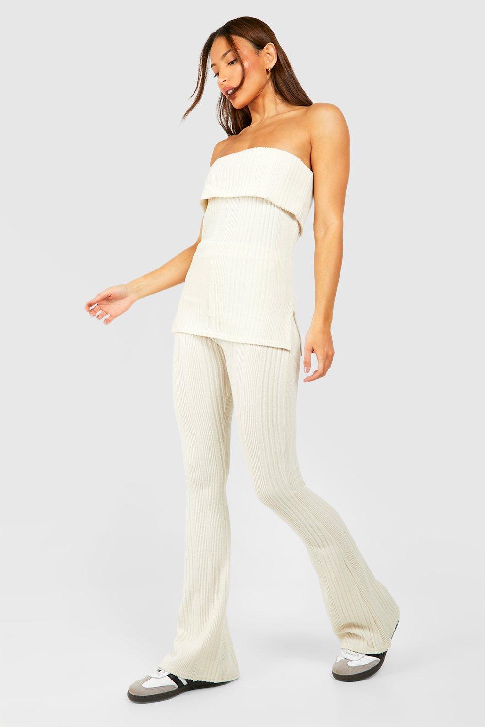 THE RIBBED FLARE- Cream