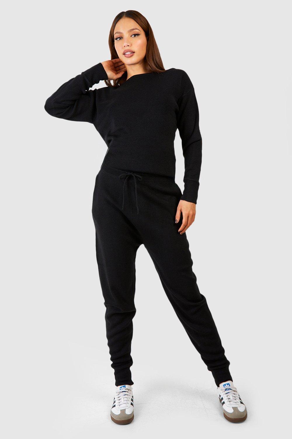 Tall Knitted Boat Neck Sweater Jogger Set boohoo