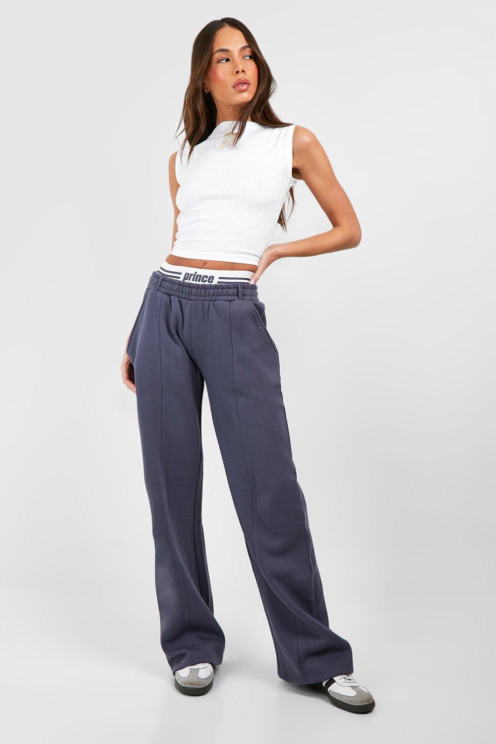 ASOS DESIGN straight leg jogger with deep waistband and pintuck in cotton  in grey marl - BLACK