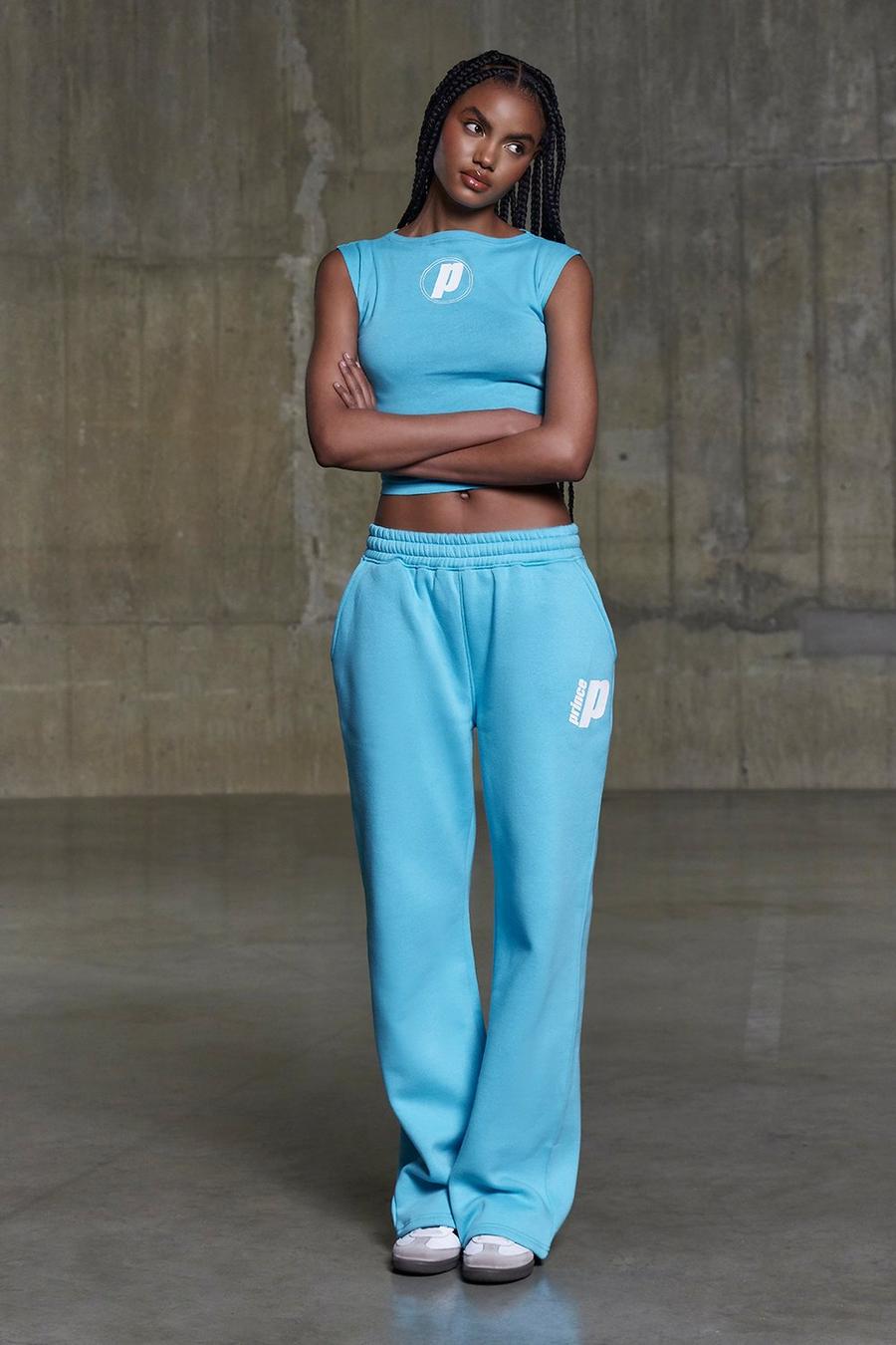 Pantalón deportivo recto con estampado Prince, Blue image number 1