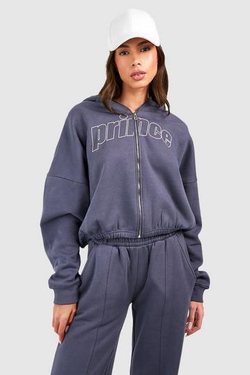 Navy Prince Zip Through Oversized Hoodie