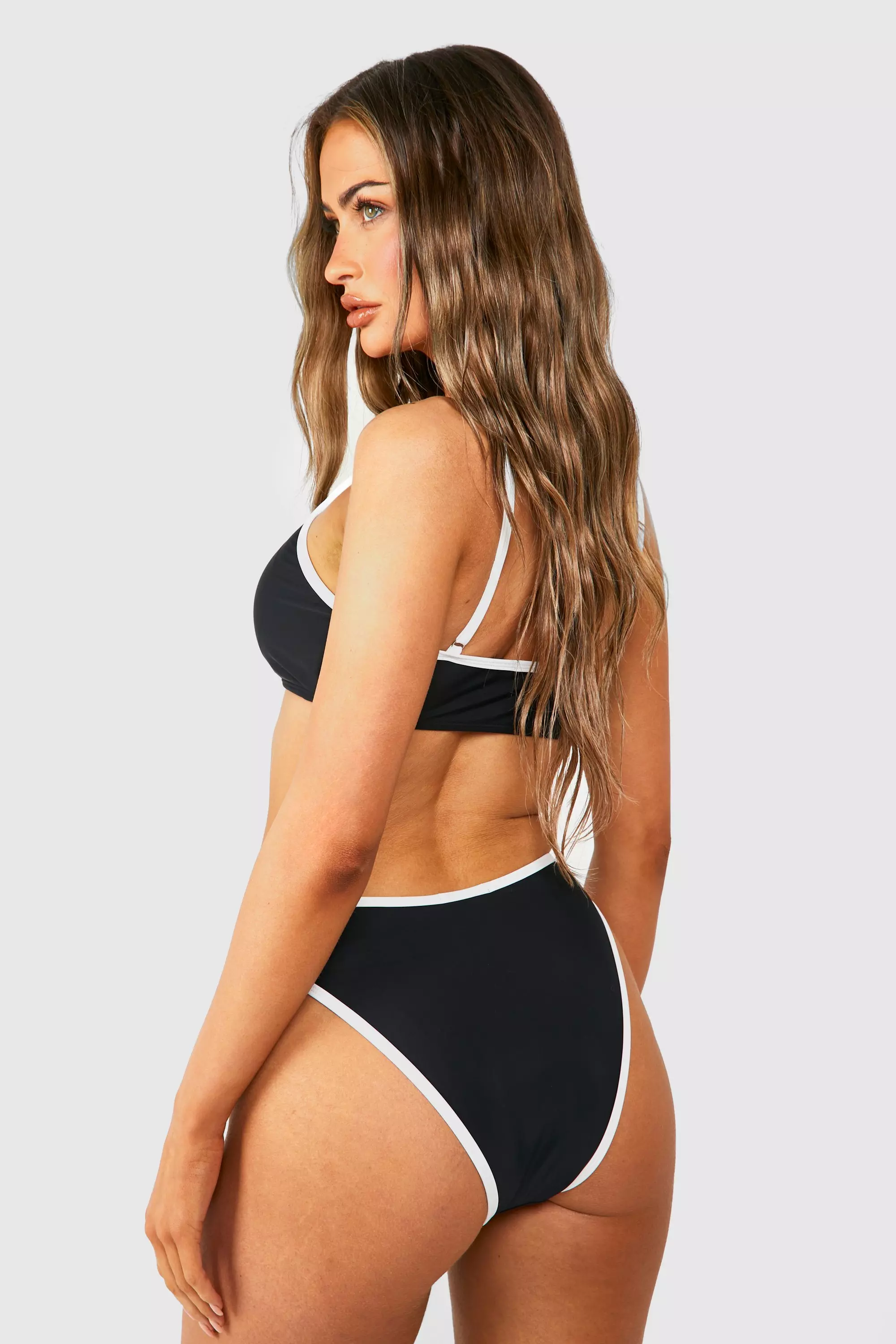 Black Mono Contrast Binding Scoop Bikini Set alternative image