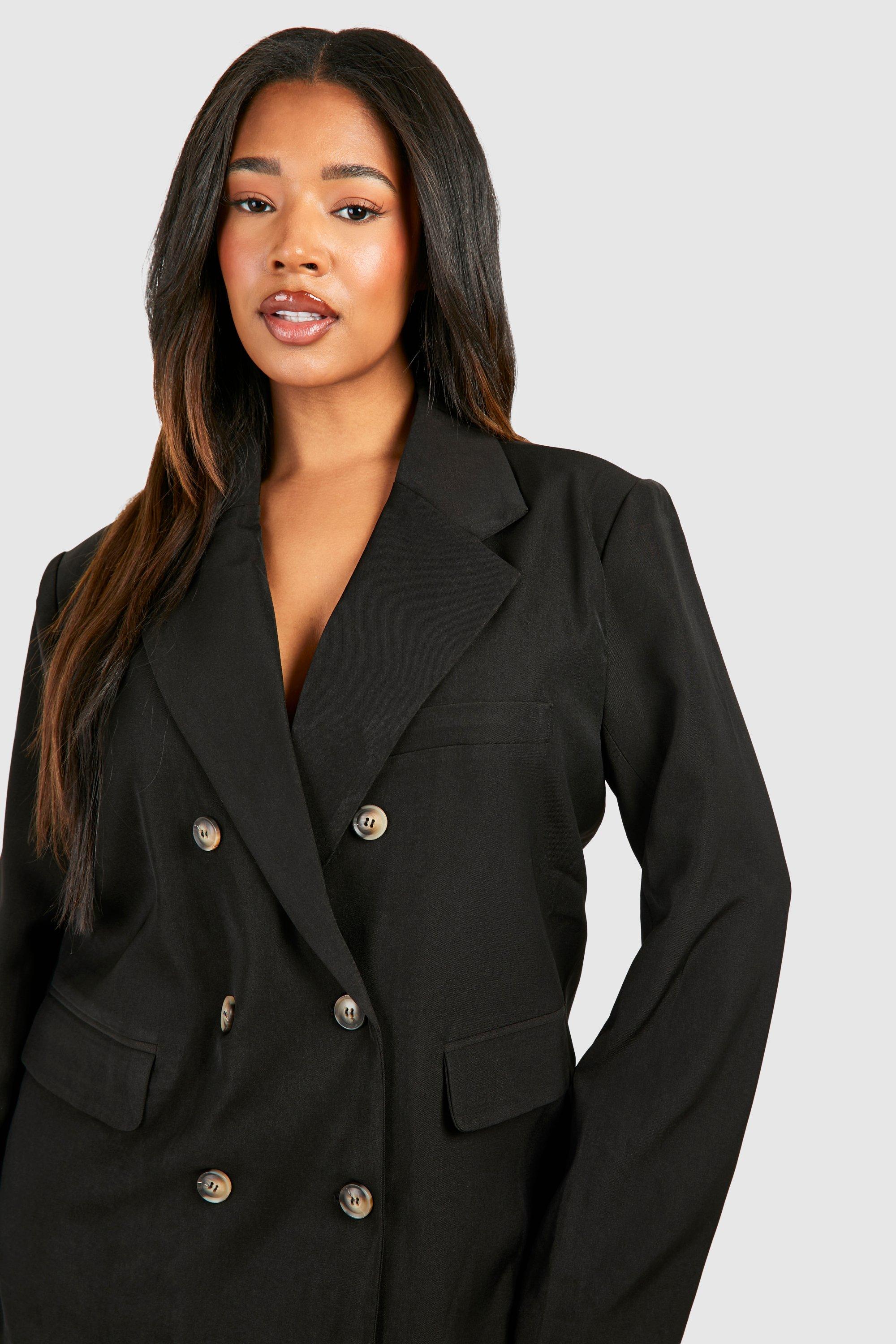 Plus Double Breasted Relaxed Fit Tailored Blazer