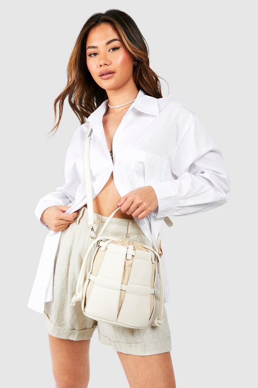 Cream Cut Out Crossbody Bucket Bag  image number 1